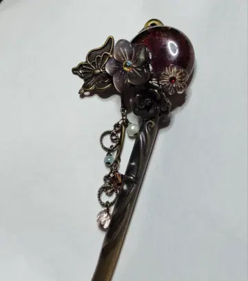 시미즈자카 유리관 헤어콤 피치티 꽃 teftef