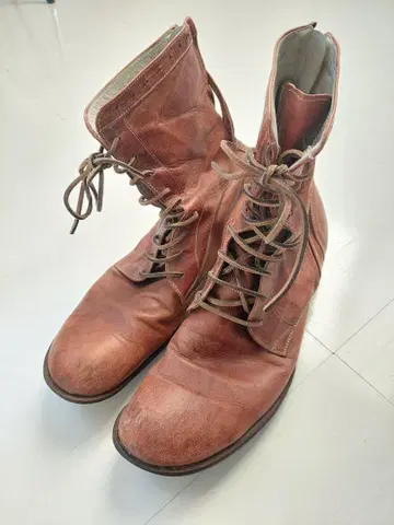 쿄지마루야마 브라운 가죽 부츠 신발 지퍼 달린 27.5cm