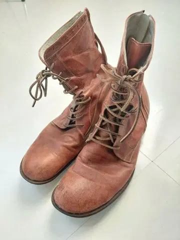 쿄지마루야마 브라운 가죽 부츠 신발 지퍼 달린 27.5cm