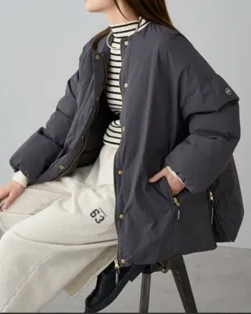 프렌치 덕 다운 사이드 지퍼 자켓 미사용 새상품