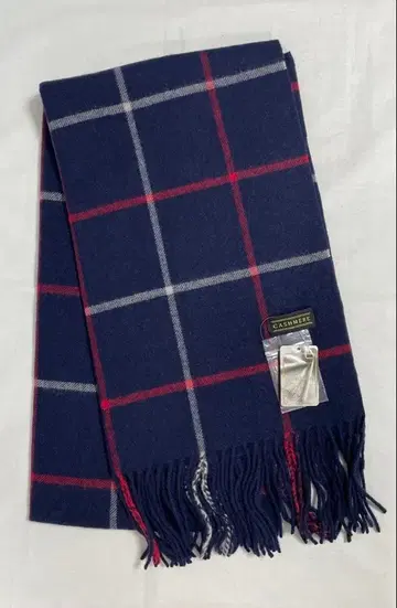 캐시미어 100% 네이비 체크 스톨