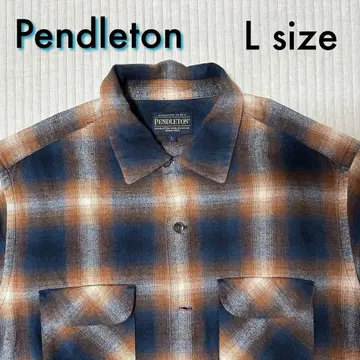 Pendleton L 사이즈 청갈색 체크 플란넬 셔츠