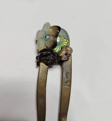 시미즈자카 유리관 헤어콤 그린티 꽃 teftef