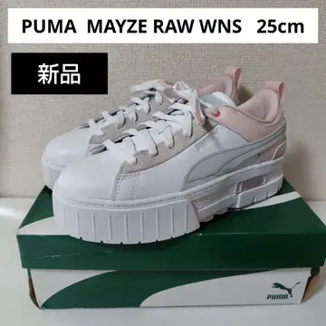 새상품 PUMA MAYZE RAW WNS 25cm 화이트 통굽 핑크