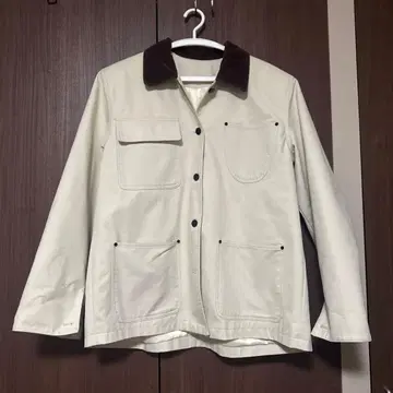 아이보리 코튼 자켓 코듀로이 옷깃