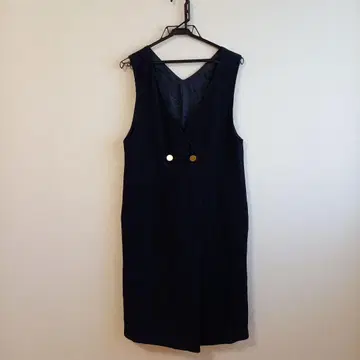 네이비 코듀로이 슬리브리스 원피스 프리 사이즈