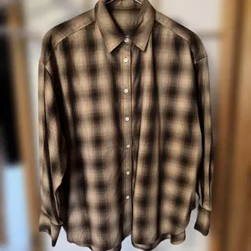 모듬 체크 BIG 셔츠 브라운 옴브레 체크 스트랩 택 없음 중고