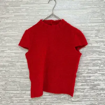 바디 드레싱 반팔 니트탑 레드 M 숏 기장