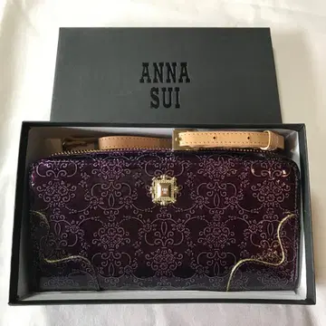 안나수이 소가죽 숄더 장지갑 손잡이 포함 (퍼플 천연 가죽 가죽 3way