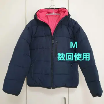 [ 몇 회 사용 ] 후드 부착 다운 자켓 네이비/핑크