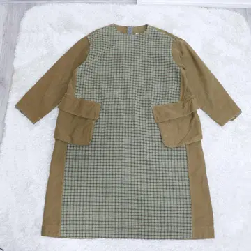 새상품급 45R 코튼 트위드 콤비 헌팅 드레스 22년
