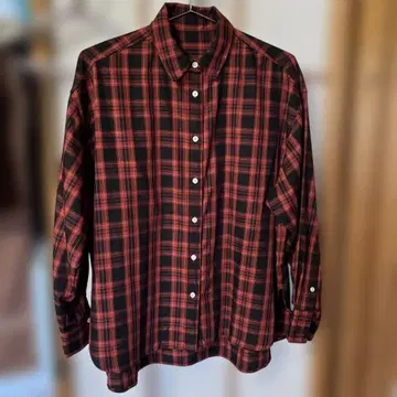 모듬 체크 BIG 셔츠 레드 타탄 체크 스트랩 택 없음 중고