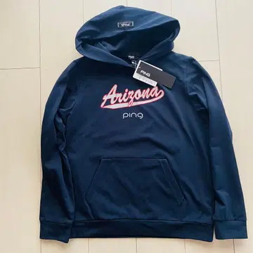 [ M 사이즈 ] 미사용품 백 프린트도 귀여운 PING 후드티 네이비