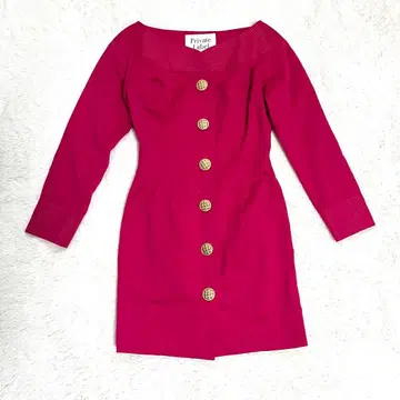 Private label 타이트 원피스 골드 버튼 핑크