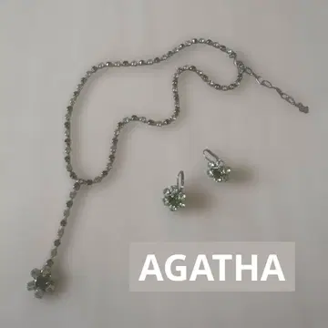 [AGATHA] 큐빅 플라워 모티브 목걸이 귀걸이 세트