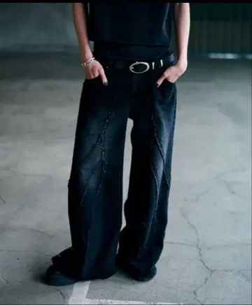 HARE [ UNDERGROUND MODE ] 웨이브 프린지 데님 팬츠