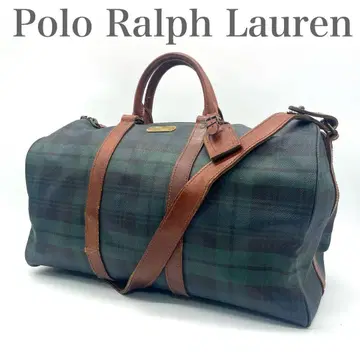 폴로 랄프 로렌 타탄 체크 보스턴 백 PVC 가죽 빈티지