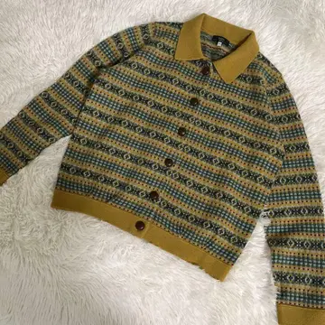 KEITH 기하학 패턴 니트 가디건 40 루즈핏 빅 울