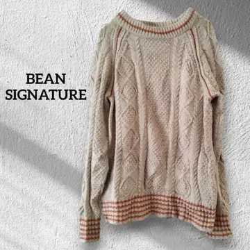 1점 한정 BEAN SIGNATURE 베이지 케이블 니트 스웨터 L
