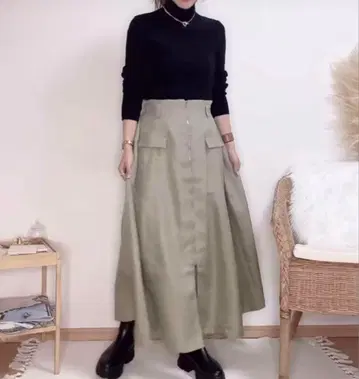 시마무라 Arcreve chico 님 트윌 ZIP 플레어 스커트 그린