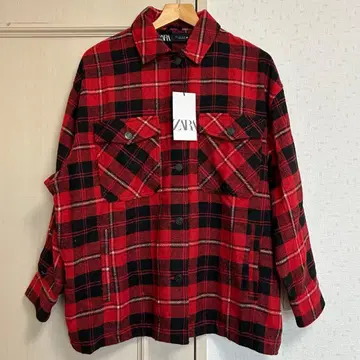 [ 새상품 ] ZARA 체크 셔츠 자켓 빨간색
