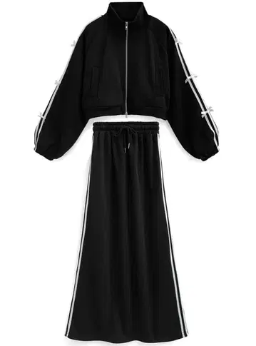 택 포함 GRL 라인 리본 지퍼 상의 x 롱 스커트 셋업 F