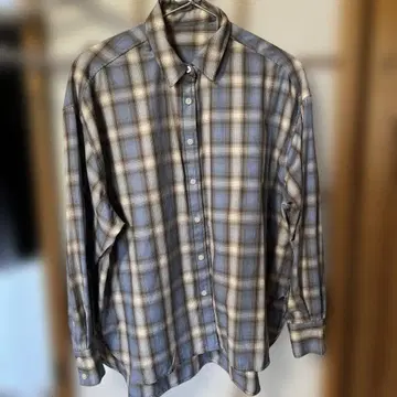 모듬 체크 BIG 셔츠 블루 옴브레 체크 스트랩 택 없음 중고