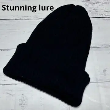 Stunning lure 블랙 블랙 니트 모자 비니 캐시미어