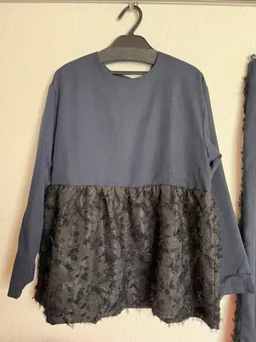 네이비 프릴 상의 팬츠 세트