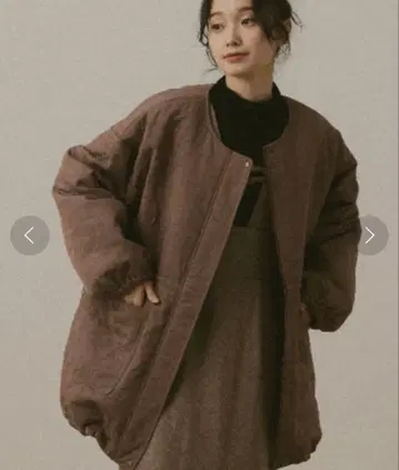 moi tytto 뉴앙스 패턴 퀼팅 블루종 코트 브라운