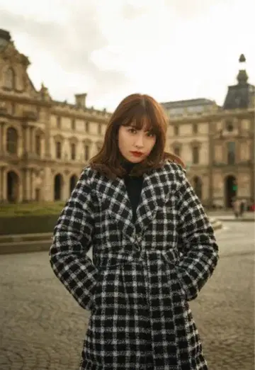 루프얀 트위드 벨티드 다운 코트 S