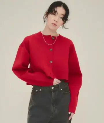 12100엔 지나시스 숏 가디건 레드 JEANASIS eL