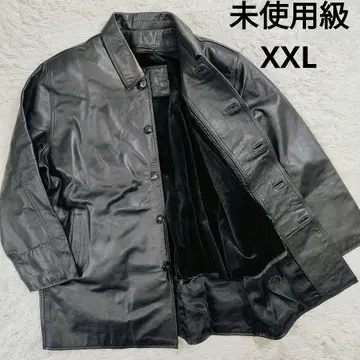 미사용급 XXL 천연 가죽 OXFORD 가죽 카 코트 블랙 빈티지