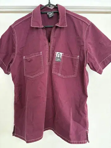 x-girl 버건디 피케 셔츠