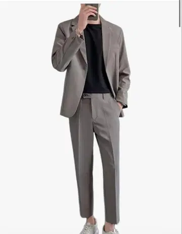 남성용 수트 2세트 캐주얼 상하의 세트 슬림 M 사이즈 베이지