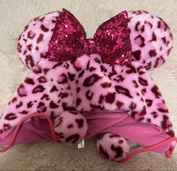 디즈니 팬캡 미니 레오파드 무늬 핑크