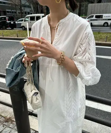 [ 새상품 ] 원피스 레이스 롱 원피스 화이트 두두 2way