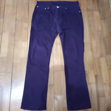 보라색 스트레이트 팬츠 면 95% 폴리우레탄 5%