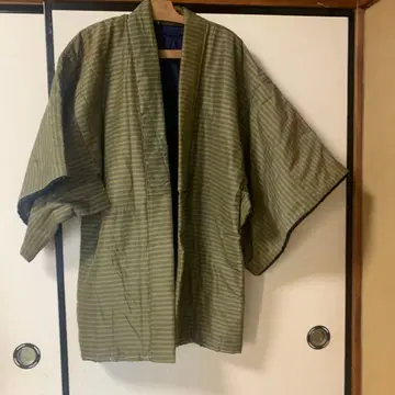 올리브 그린 스트라이프 기모노