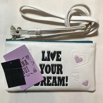 안나수이 소가죽 숄더 장지갑 (화이트 LIVE YOUR DREAM!