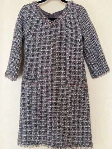 새상품급 트위드 V넥 원피스 MC 사이즈