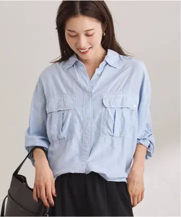 SILK 네이비 피스 다이 WORK 셔츠