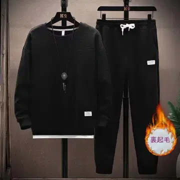 블랙 맨투맨 세트 속기모