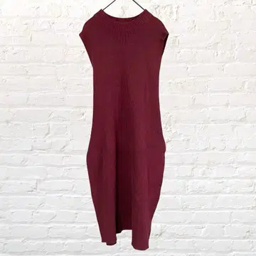 11466 진 컴퍼니 슬리브리스 니트 원피스 보르도 슬릿