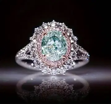 FJ 고품질 큐빅 지르코니아 오벌 컷 반지 라이트 블루