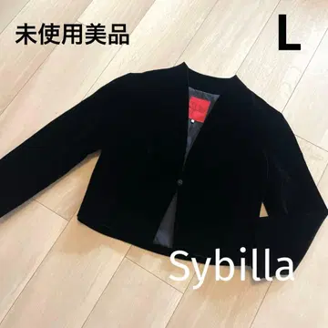 새상품 Sybilla 시빌라 빨간색 택 벨벳 벨로아 노카라 자켓 L