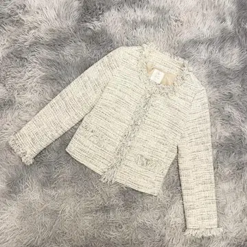 [ AG by aquagirl ] 트위드 자켓 긴팔 노카라 프린지