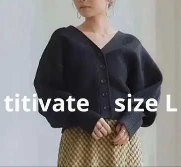 [ 미사용 새상품 ] titivate 코쿤 슬리브 네이비 가디건