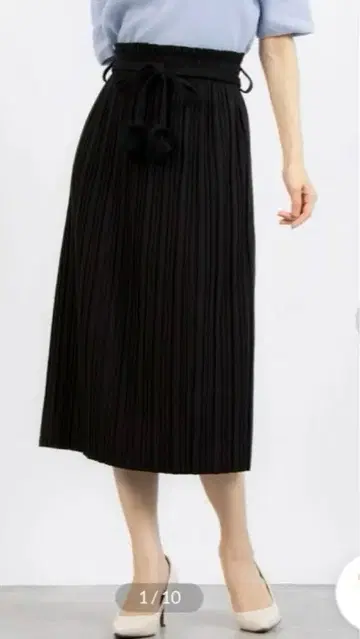 A.N.L 퍼 폼폼 플리츠 스커트 ( 블랙 )