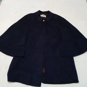 mina 네이비 케이프 스타일 롱 코트